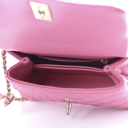 Chanel Caviar Quilted Lizard Embossed Extra Mini Coco Handle Flap Pink 5 of 10