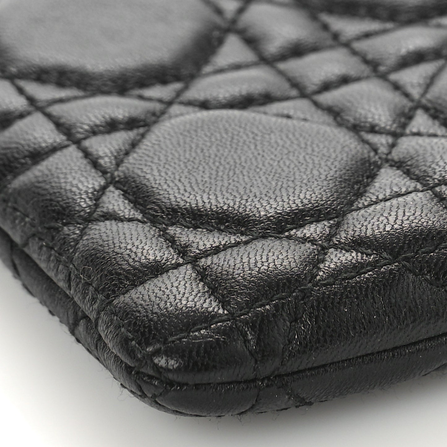Lambskin Cannage Lady Dior Key Pouch Black