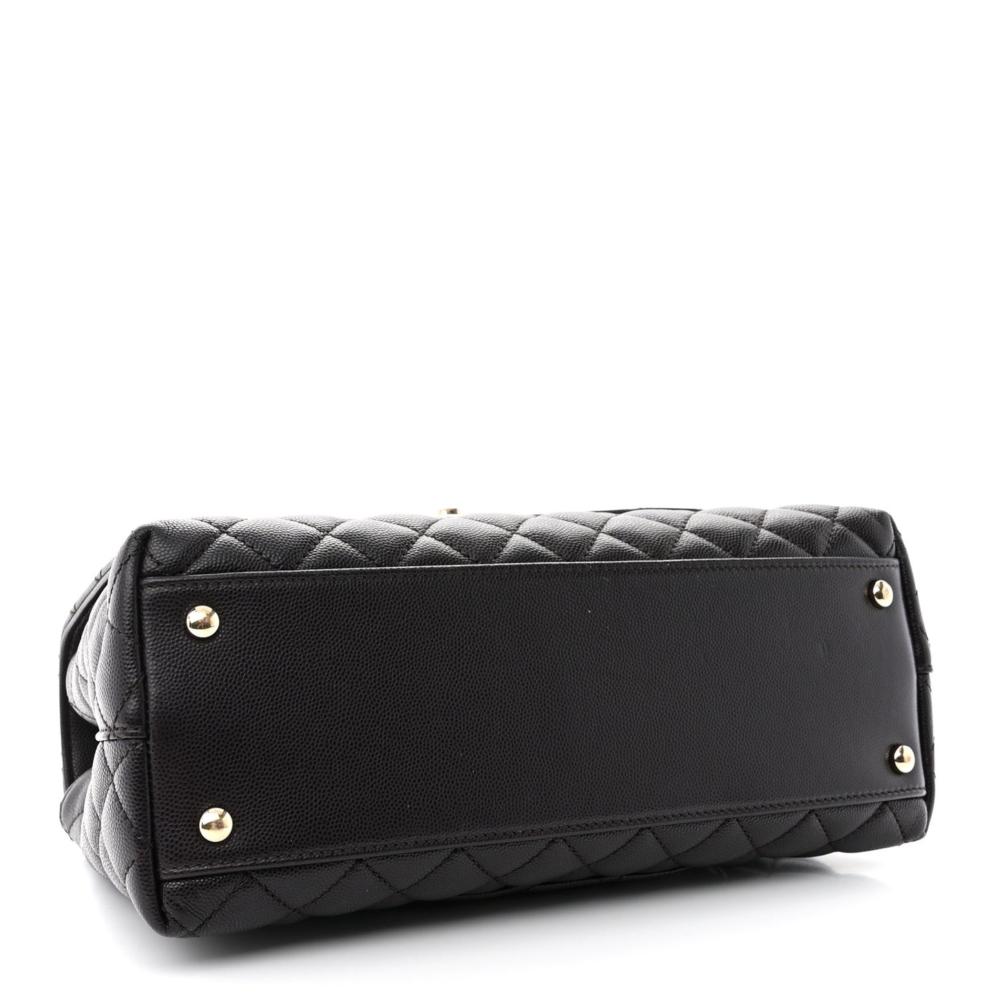 Caviar Quilted Small Coco Handle Flap Dark Brown