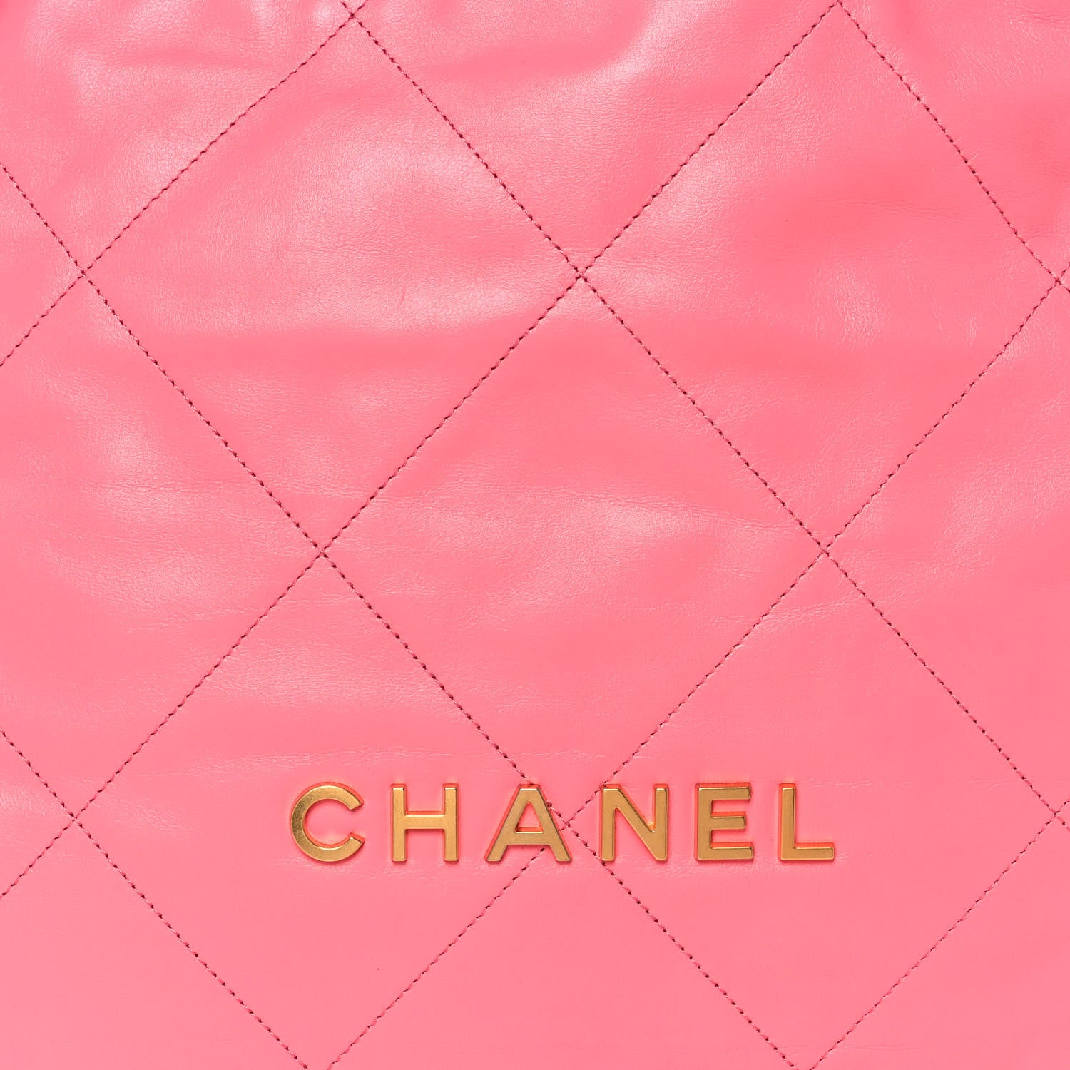Chanel Shiny Calfskin Quilted Chanel 22 Drawstring Bag Coral Pink 9 of 13