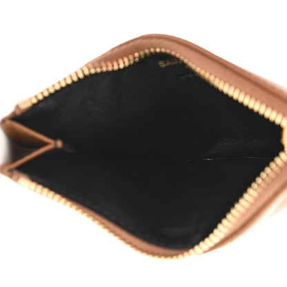 Saint Laurent Grain De Poudre Matelasse Chevron Monogram Fragments Zippered Card Case Cork 5 of 9