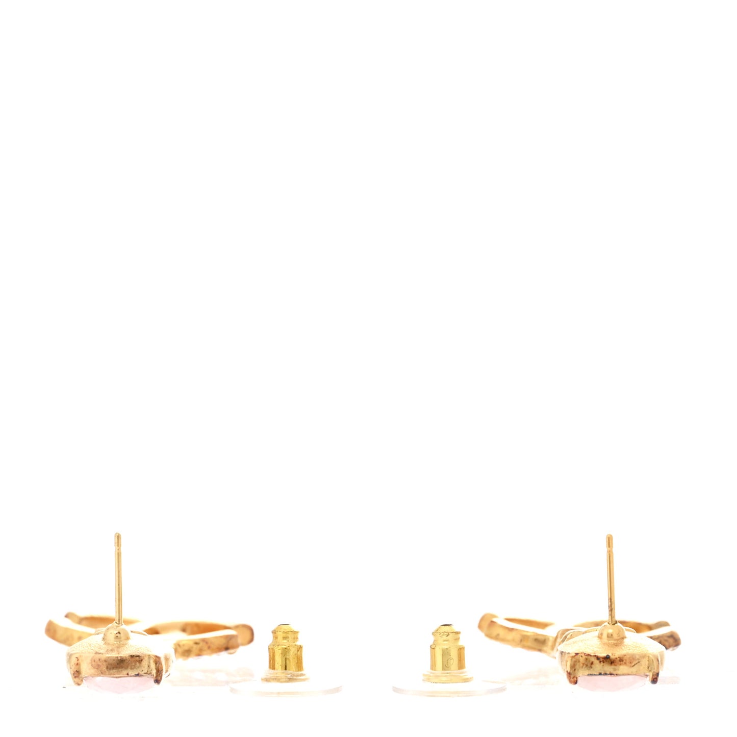 Glass Crystal CC Chain Drop Earrings Pink Gold