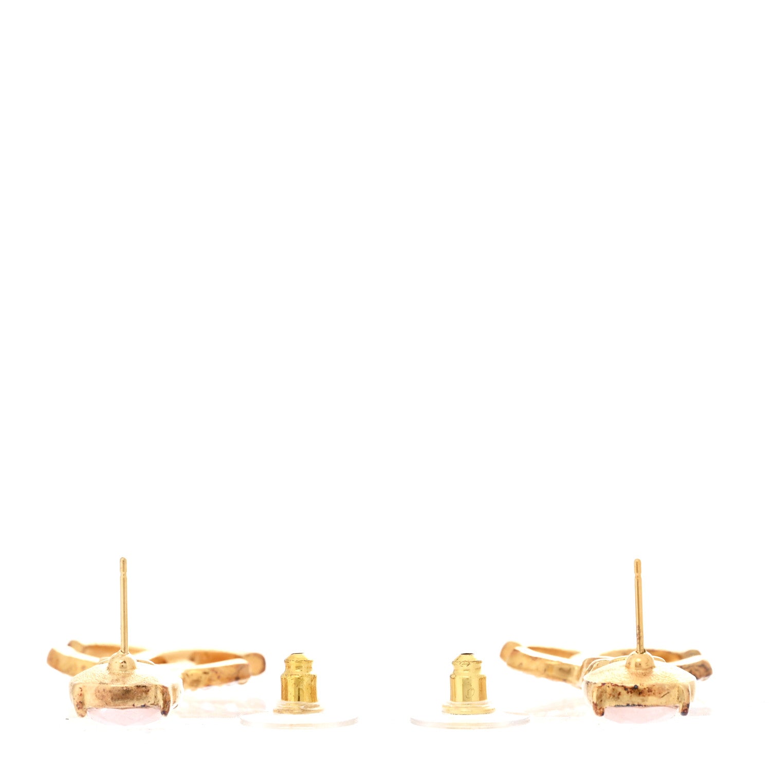 Chanel Glass Crystal CC Chain Drop Earrings Pink Gold 3 of 5