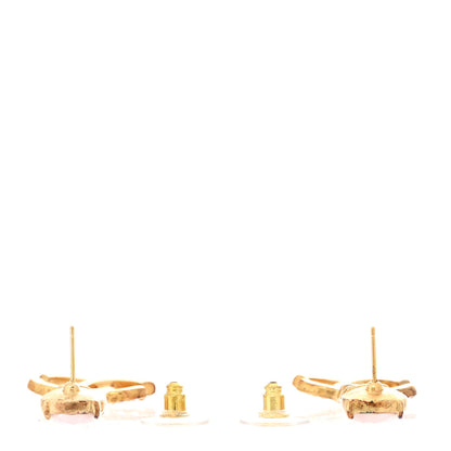 Chanel Glass Crystal CC Chain Drop Earrings Pink Gold 3 of 5