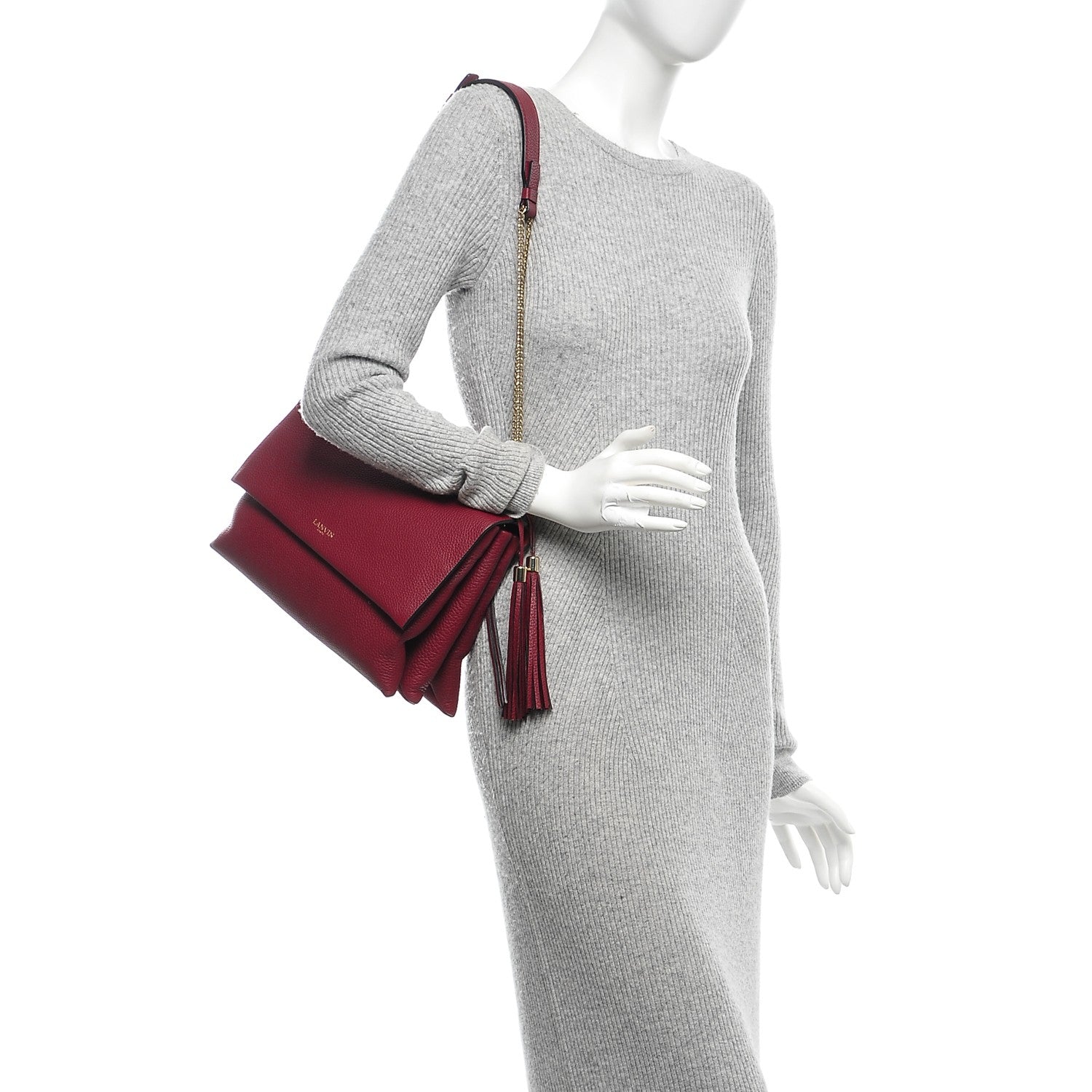 Lanvin Grained Calfskin Medium Sugar Flap Shoulder Bag Cherry 2 of 6