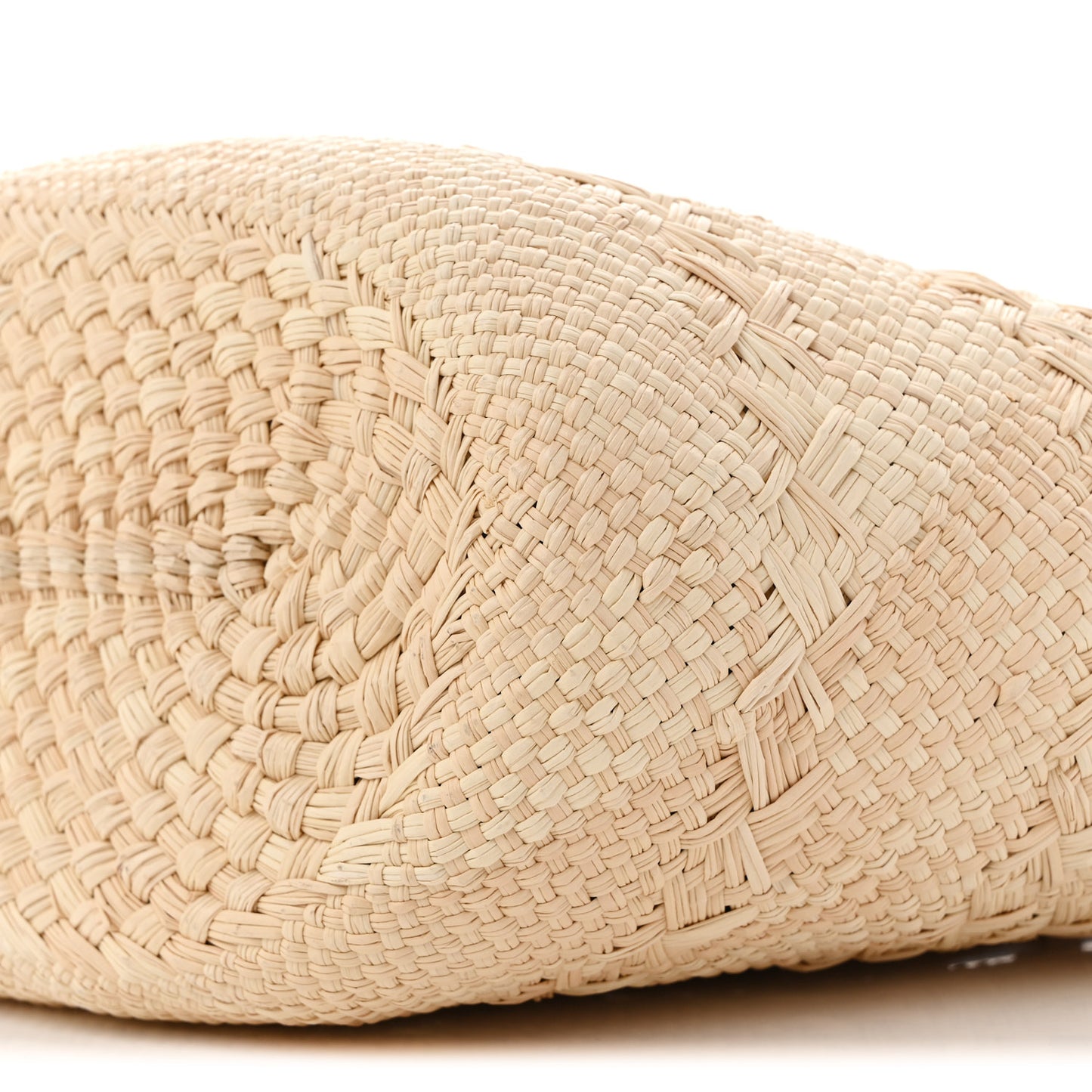 Calfskin Raffia Small Anagram Basket Tote Bag Natural Tan