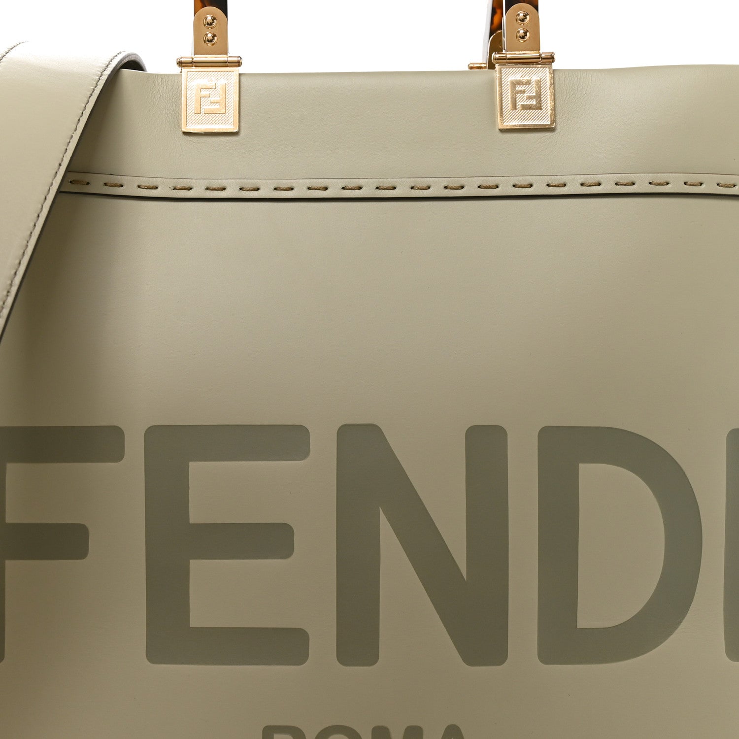 Fendi Vitello King Plexiglass Logo Embossed Medium Fendi Sunshine Shopper Tote Green Tea 5 of 7