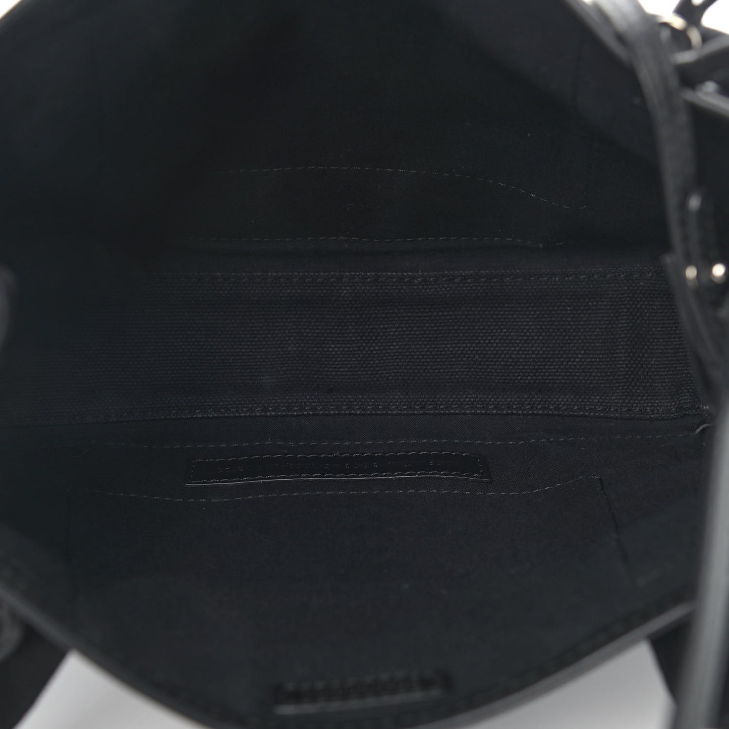 Cotton Canvas Calfskin Logo Print Navy Cabas XS Black White