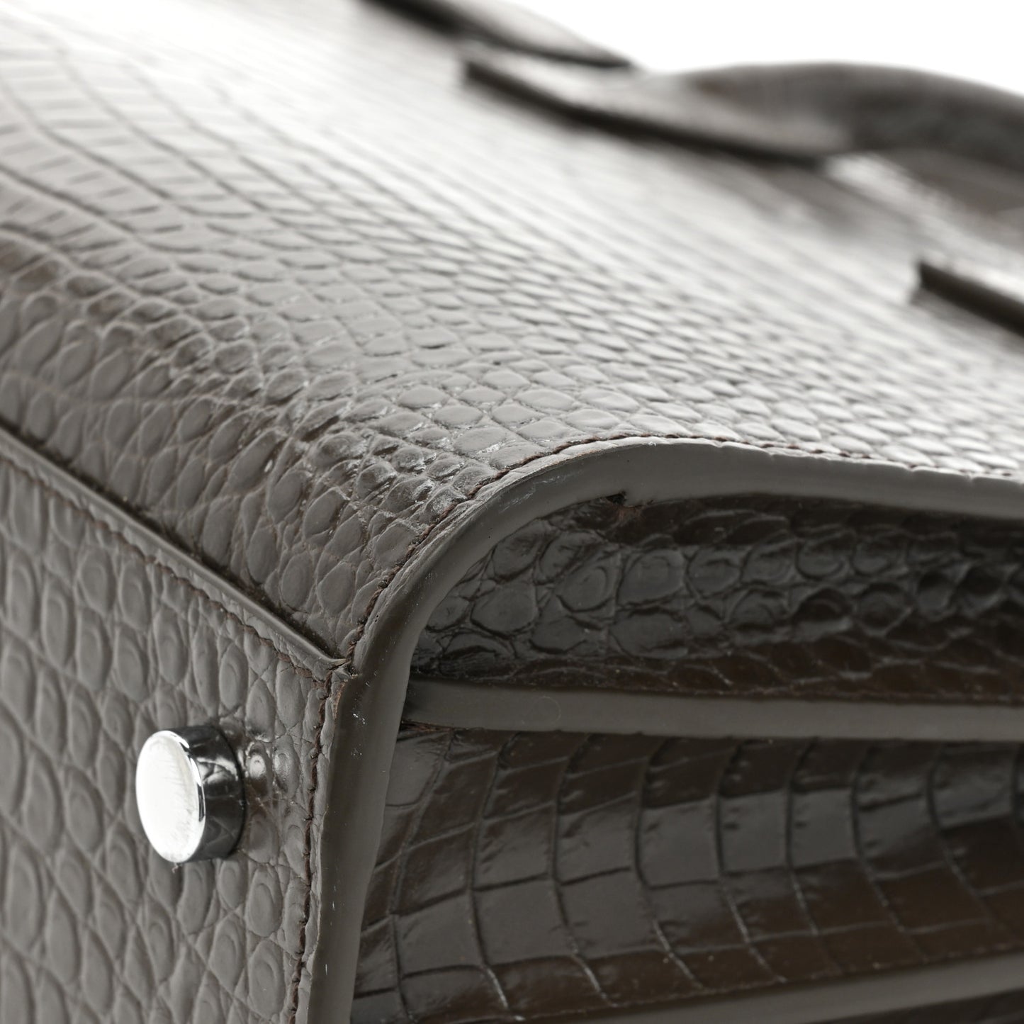 Calfskin Crocodile Embossed Baby Sac De Jour Dark Brown