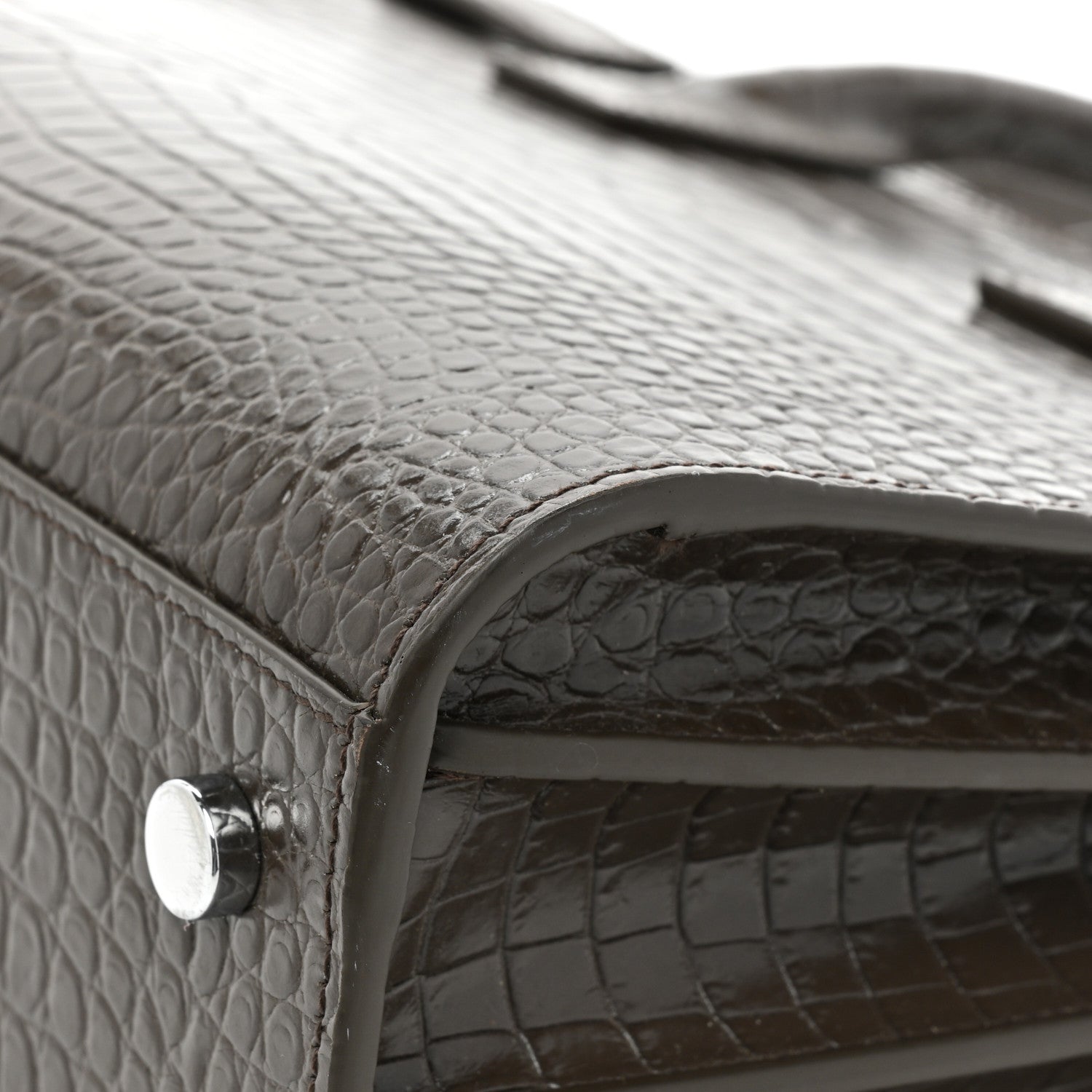 Saint Laurent Calfskin Crocodile Embossed Baby Sac De Jour Dark Brown 12 of 13