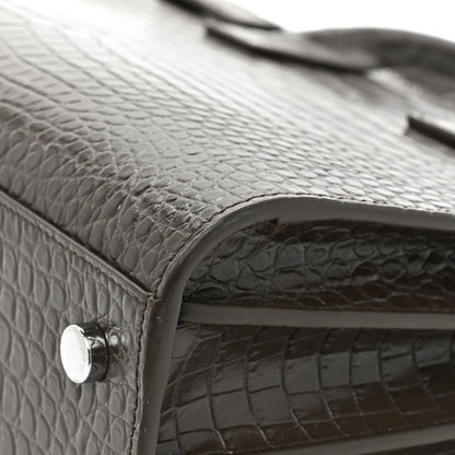 Saint Laurent Calfskin Crocodile Embossed Baby Sac De Jour Dark Brown 12 of 13