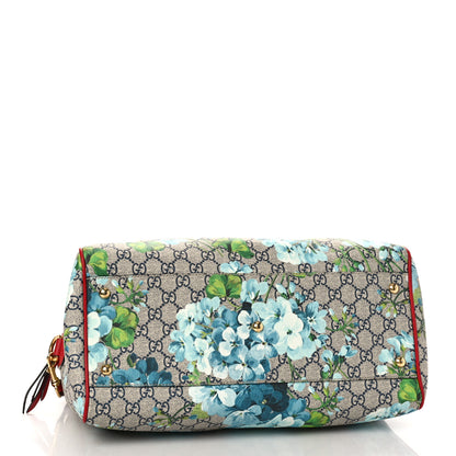 Gucci GG Supreme Monogram Blooms Medium Boston Beige Blue Navy Hibiscus Red 4 of 10
