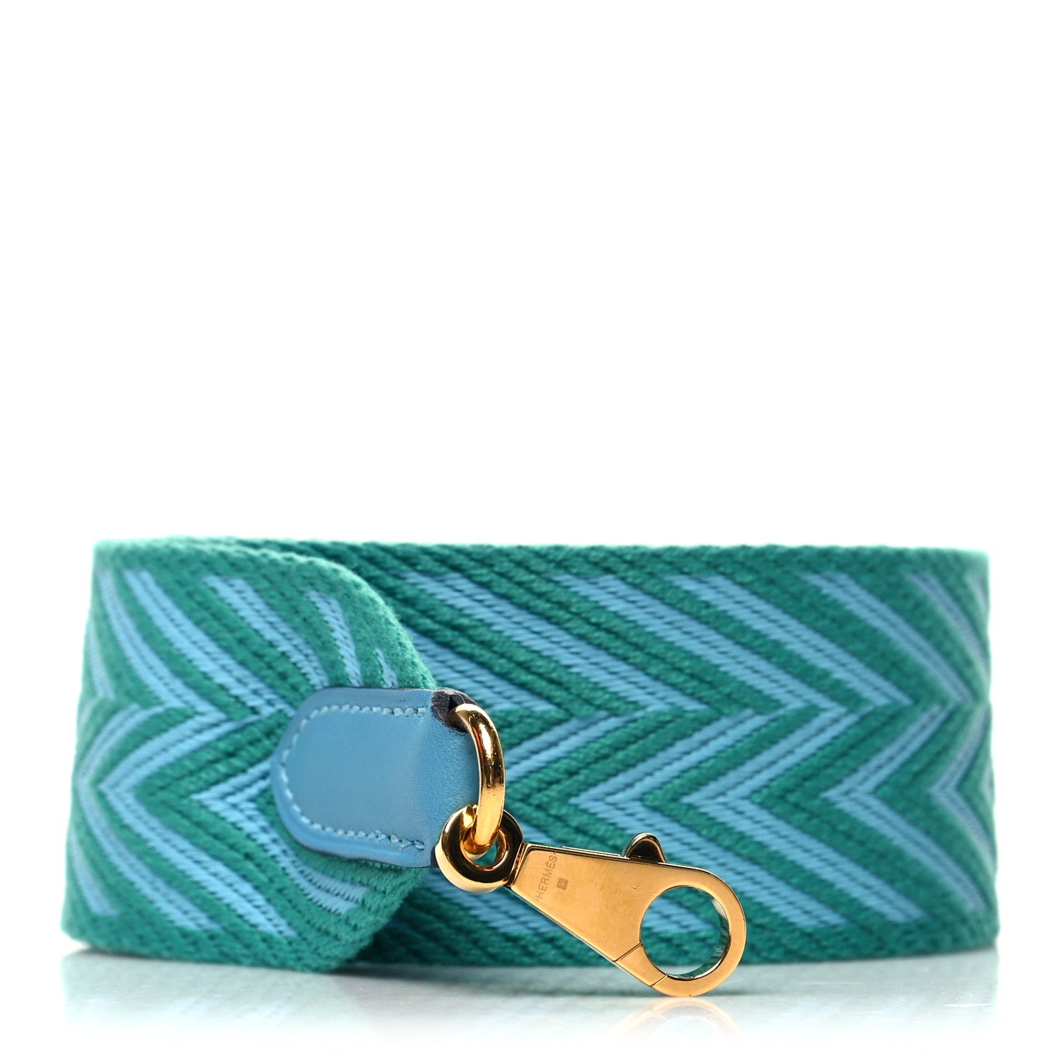 Hermes Toile Swift 50mm Sangle ZigZag Shoulder Strap Bleu du Nord Vert Veronese 1 of 5