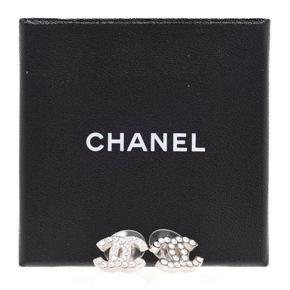 Chanel Crystal CC Earrings Silver 5 of 5