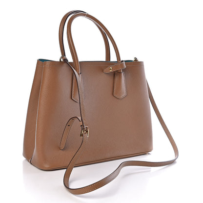 Prada Saffiano Cuir Medium Double Bag Cannella Turchese 3 of 9