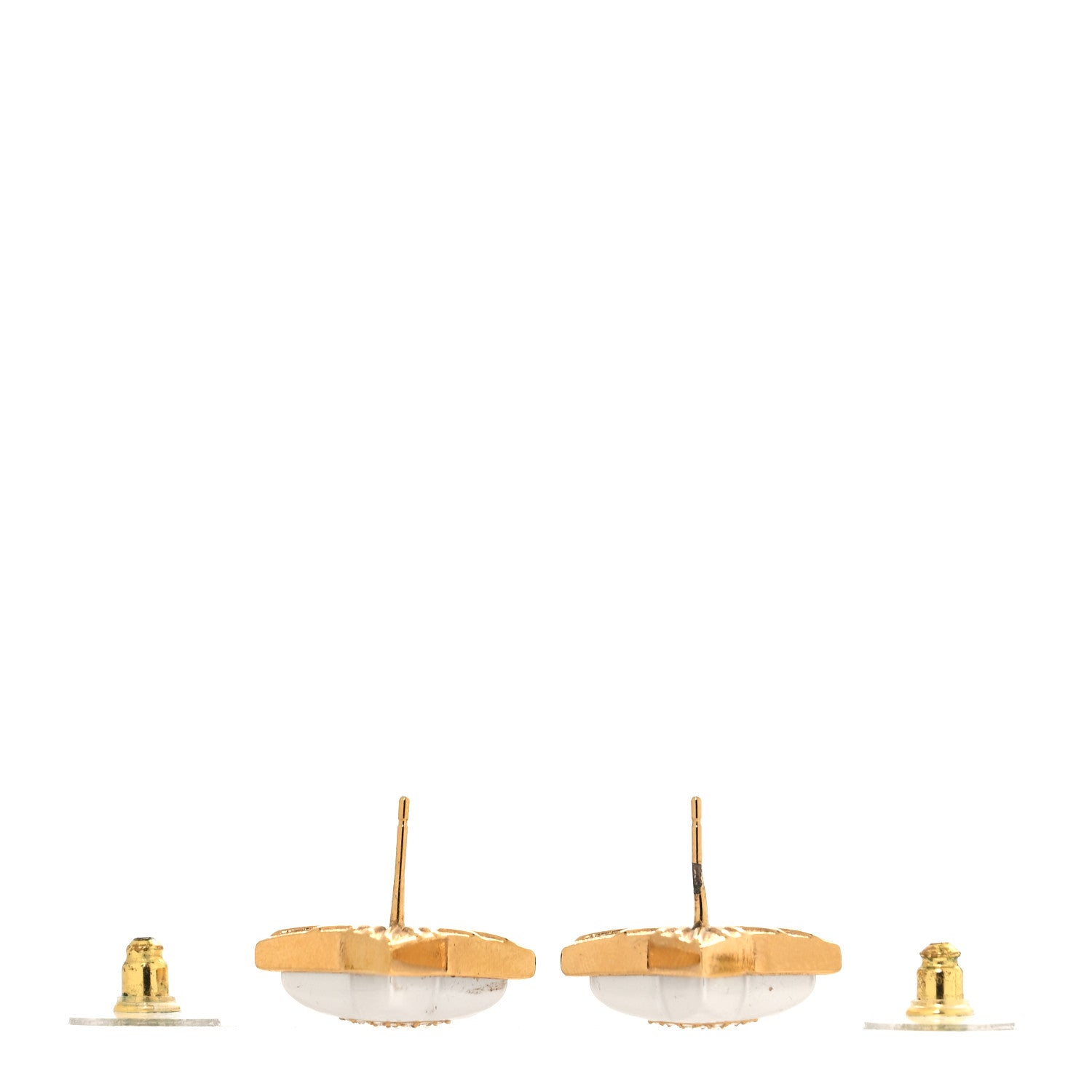 Chanel Pearl Crystal CC Star Earrings Gold 3 of 5