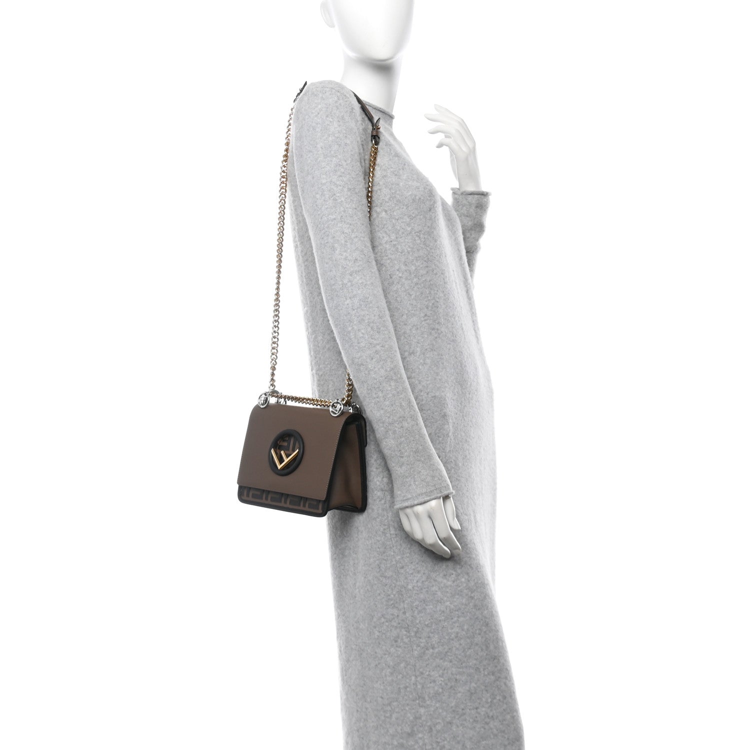 Fendi Vitello Century F is Fendi Bi-Color FF 1974 Embossed Small Kan I Shoulder Bag Maya Black 2 of 12