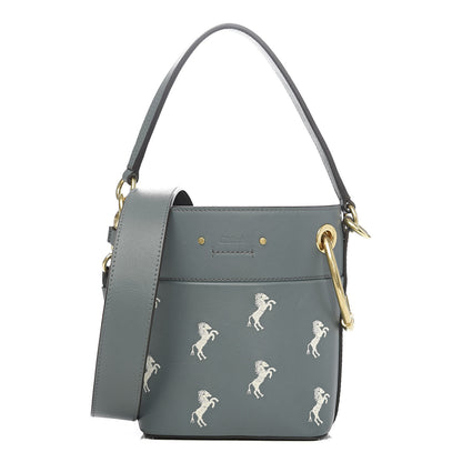Chloe Smooth Calfskin Little Horses Embroidered Mini Roy Bucket Bag Cloudy Blue 1 of 10