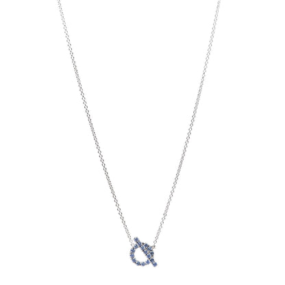 Hermes 18K White Gold Blue Sapphire Finesse Pendant Necklace 1 of 6
