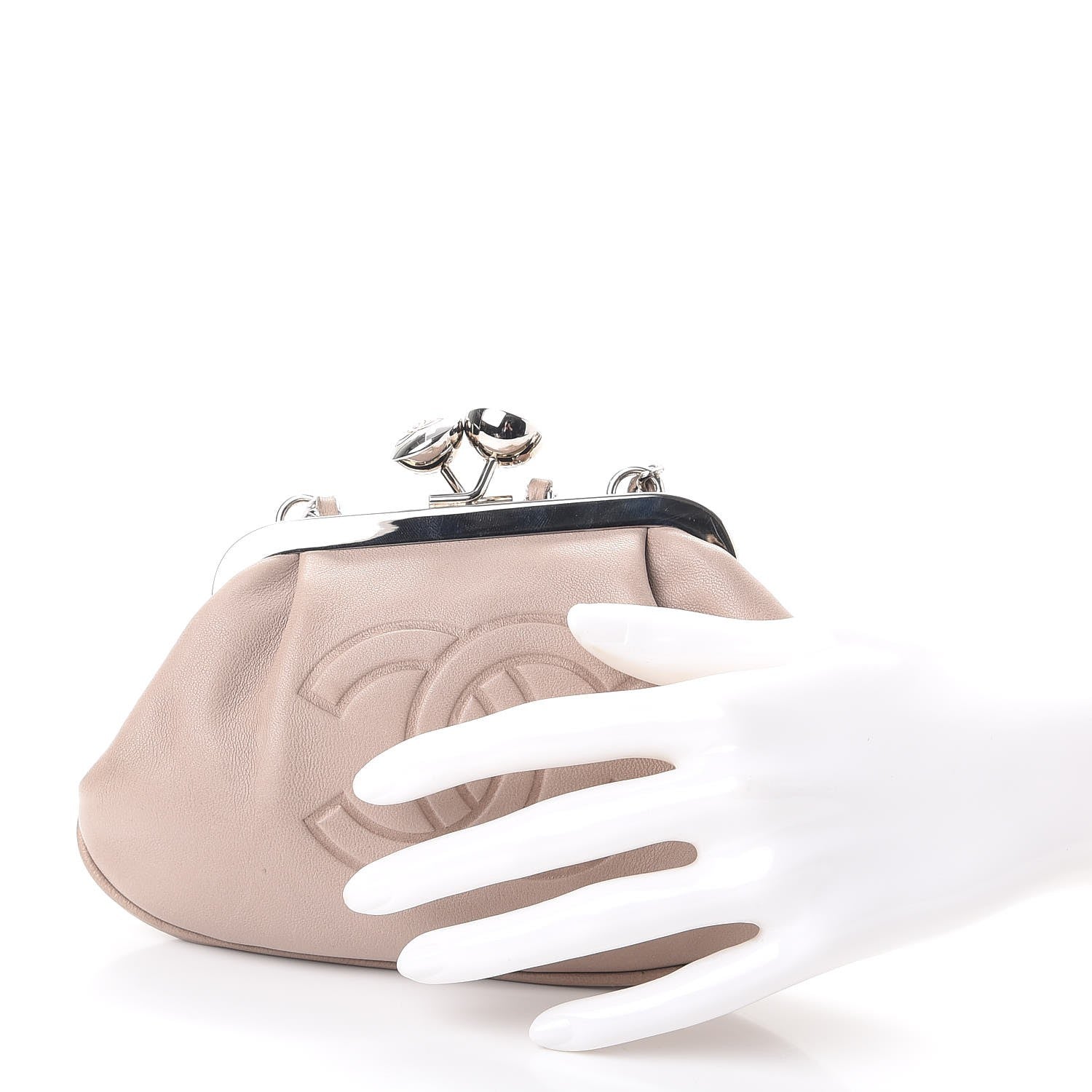 Chanel Lambskin CC Kiss Lock Evening Clutch Light Pink 3 of 8