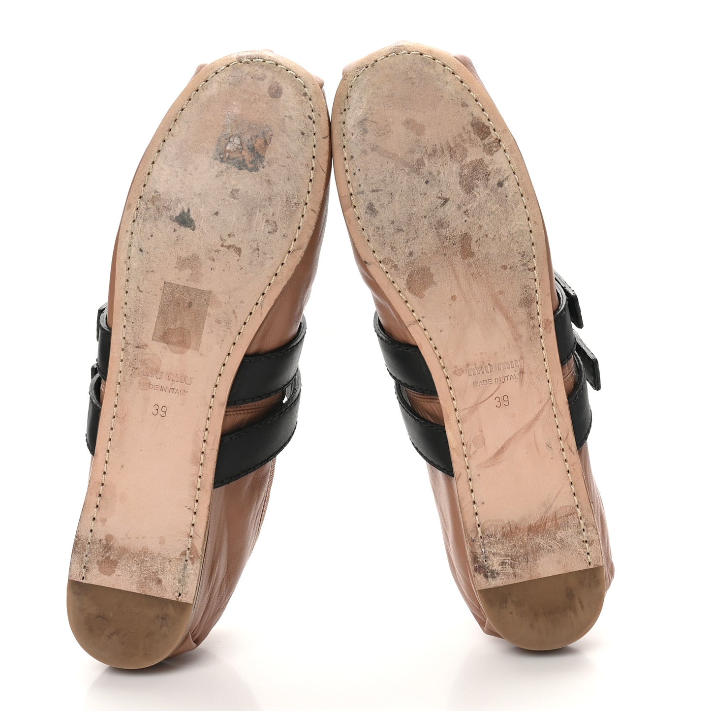 Nappa Double Buckle Ballerina Flats 39 Cammeo Black