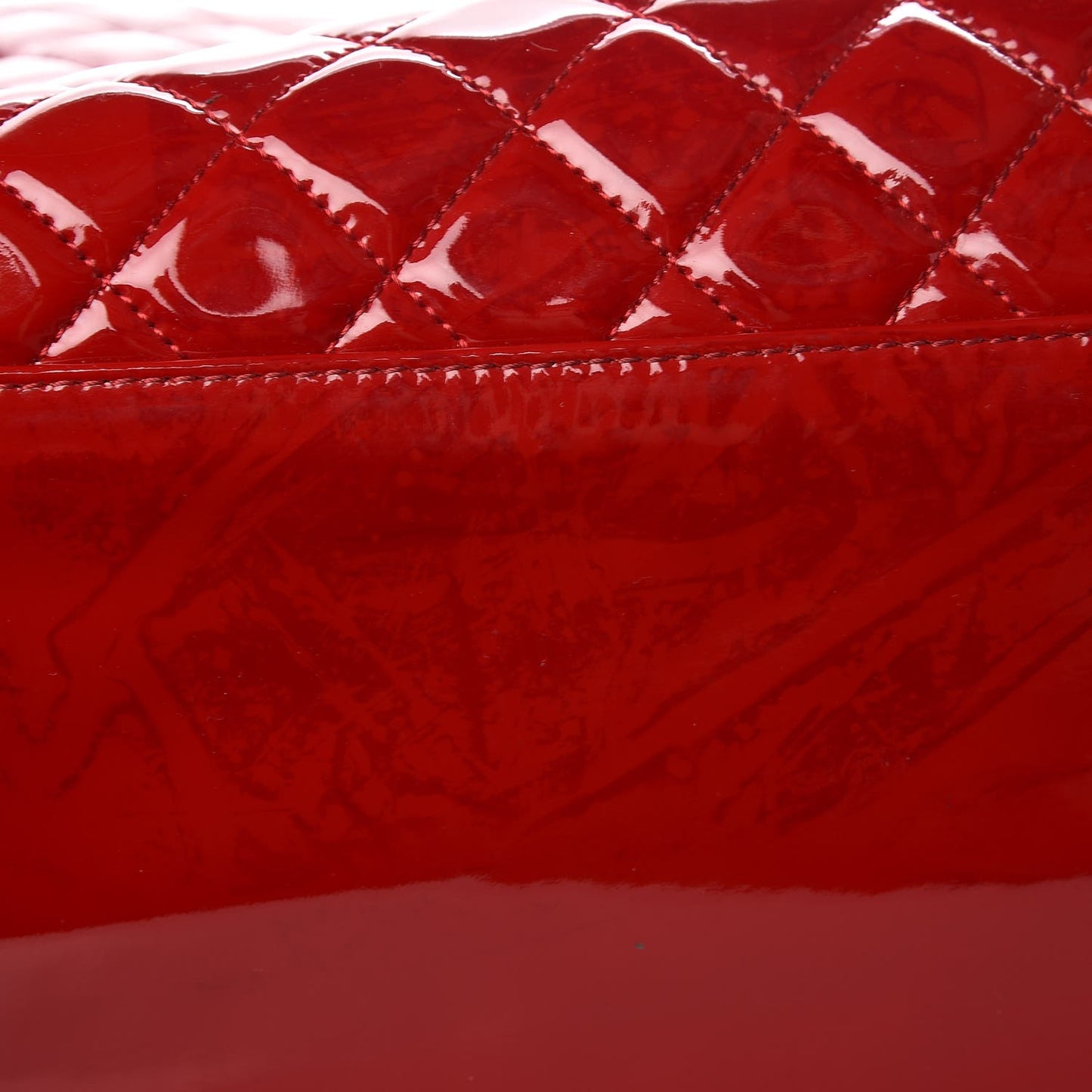 Patent Quilted Maxi Just Mademoiselle Bowling Bag Red