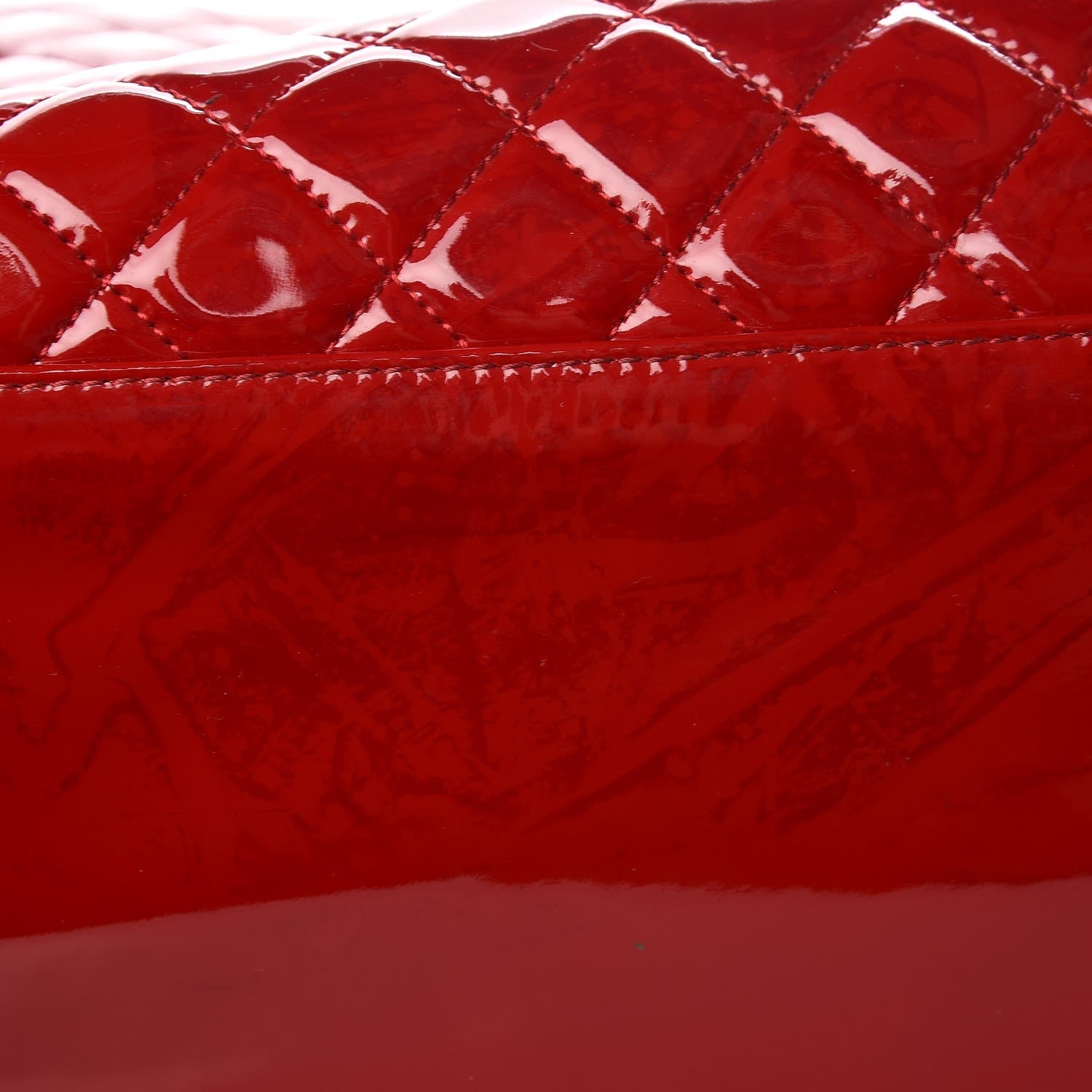 Chanel Patent Quilted Maxi Just Mademoiselle Bowling Bag Red 9 of 11
