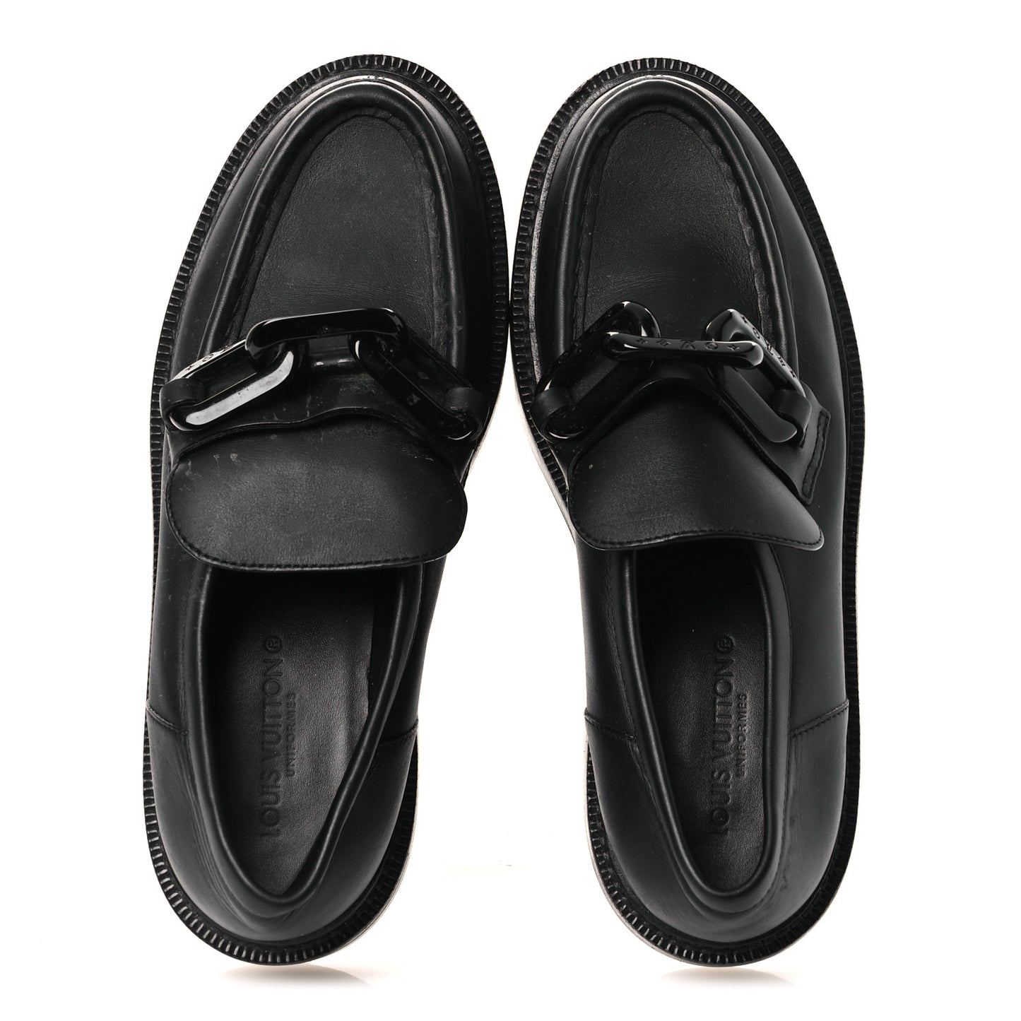 Calfskin Oversized Chain Academy Loafers 39 Black