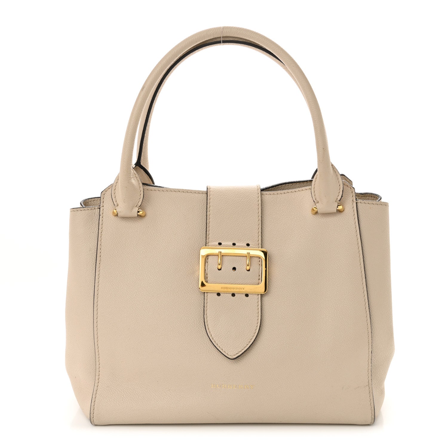Burberry Soft Grain Calfskin Medium Buckle Tote Limestone 1 of 19