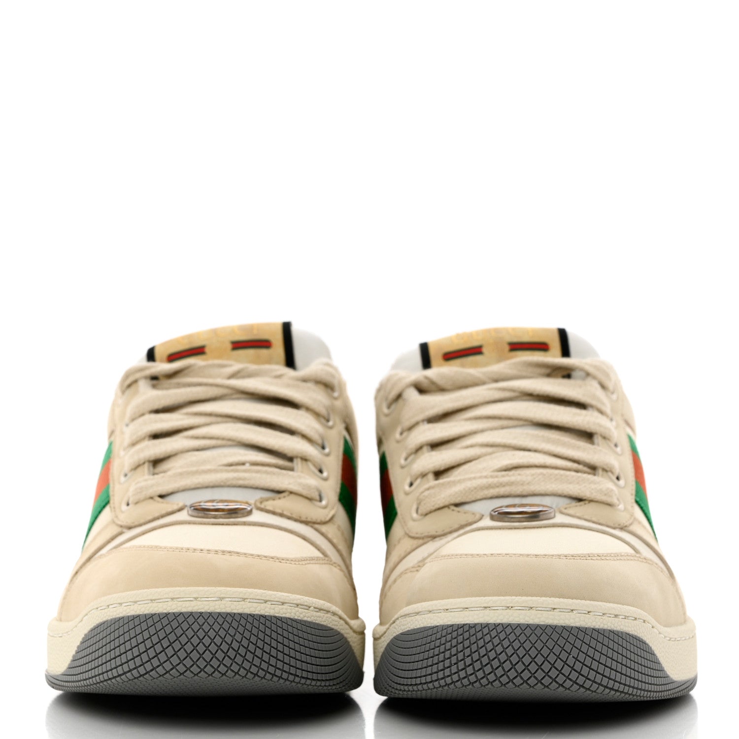 Gucci Nylon Nubuck Web Womens Screener Sneakers 37.5 Mystic White Dusty Milk 2 of 12