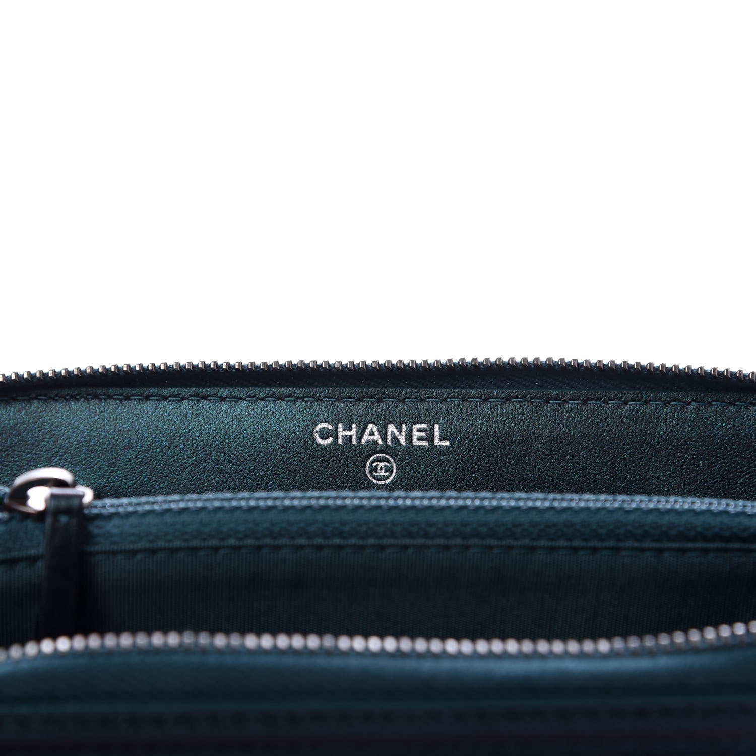 Chanel Iridescent Caviar Quilted Medium Filigree Zip Around Wallet Dark Turquoise 6 of 9