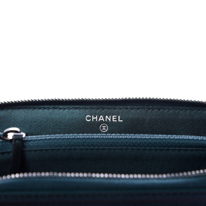Chanel Iridescent Caviar Quilted Medium Filigree Zip Around Wallet Dark Turquoise 6 of 9