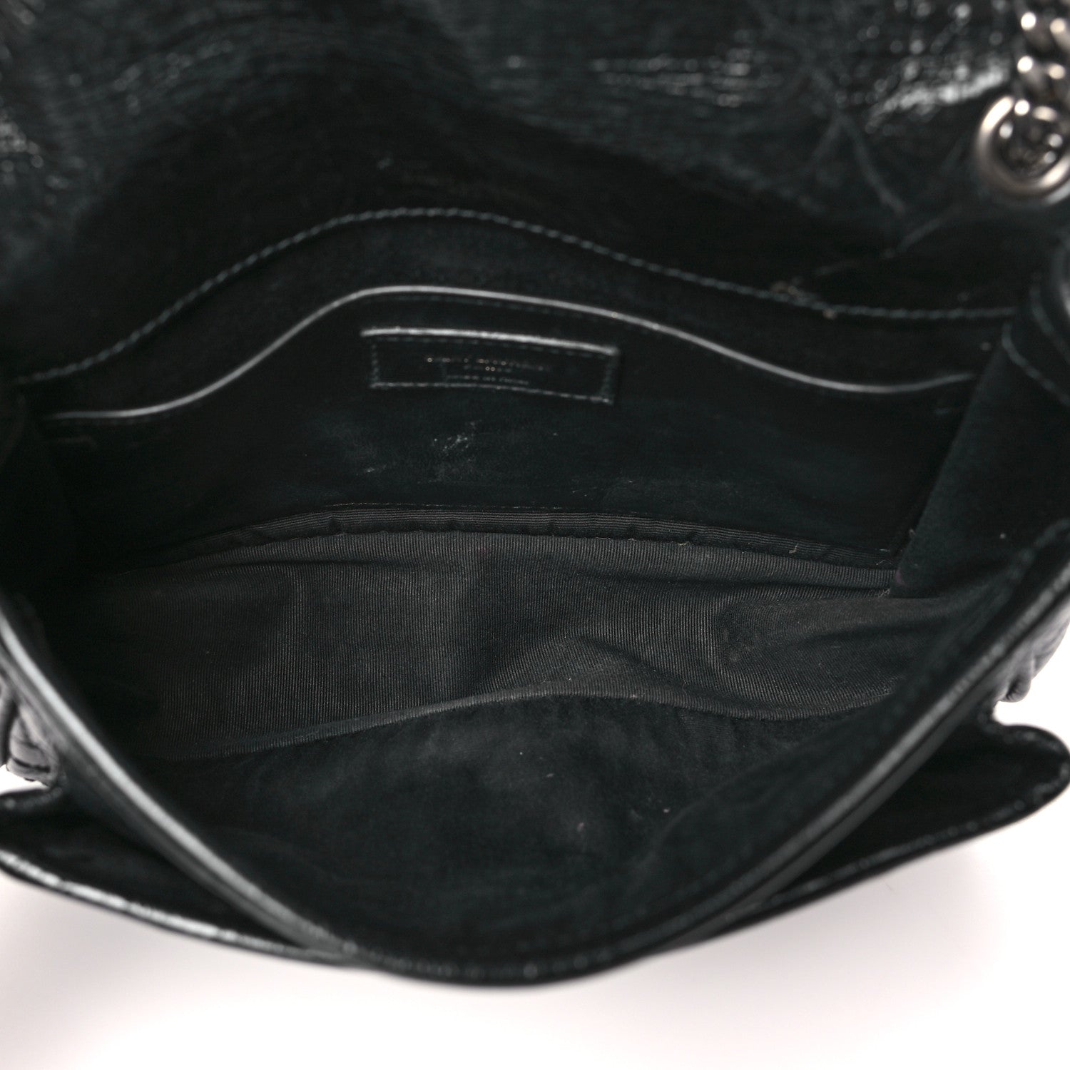 Saint Laurent Crinkled Calfskin Matelasse Monogram Baby Niki Chain Satchel Black 5 of 11