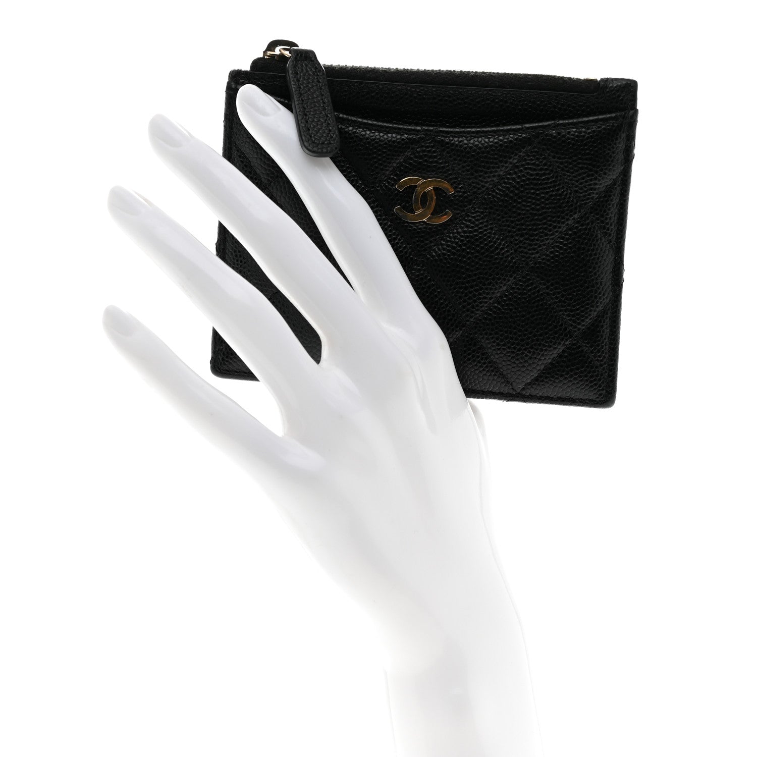 Chanel Caviar Quilted CC Zip Card Holder Black 2 of 8