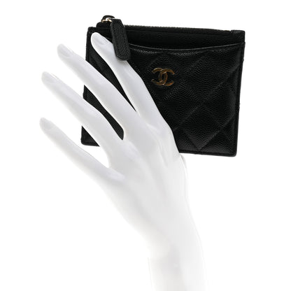 Chanel Caviar Quilted CC Zip Card Holder Black 2 of 8