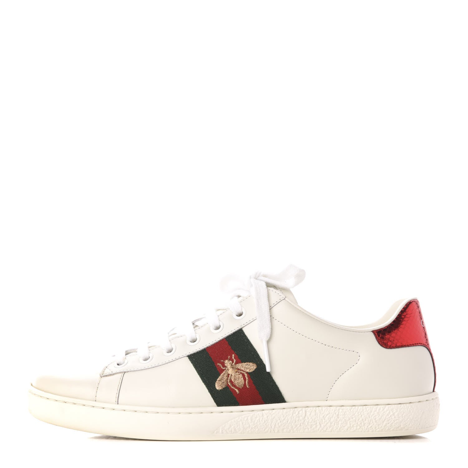 Gucci Calfskin Ayers Bee Embroidered Womens Ace Sneakers 39 White Green 1 of 8