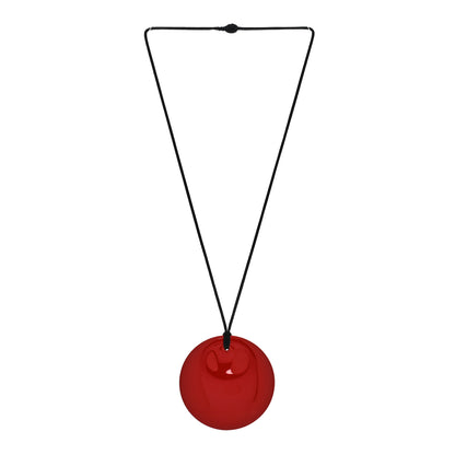 Tiffany Lacquer Hardwood Elsa Peretti Round Pendant Cord Necklace Red 2 of 5