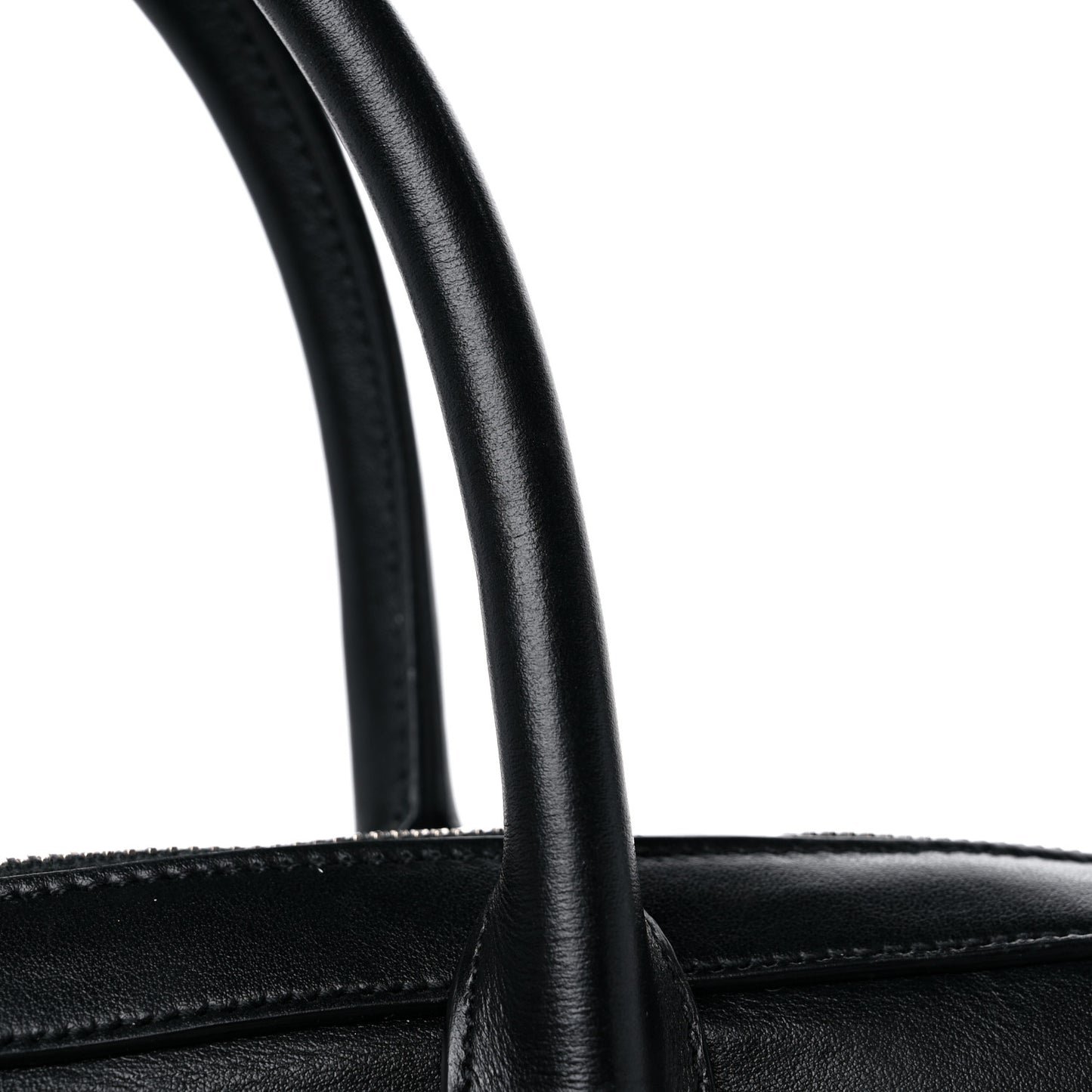 Calfskin Patch Embellished Museum Flat Briefcase Black