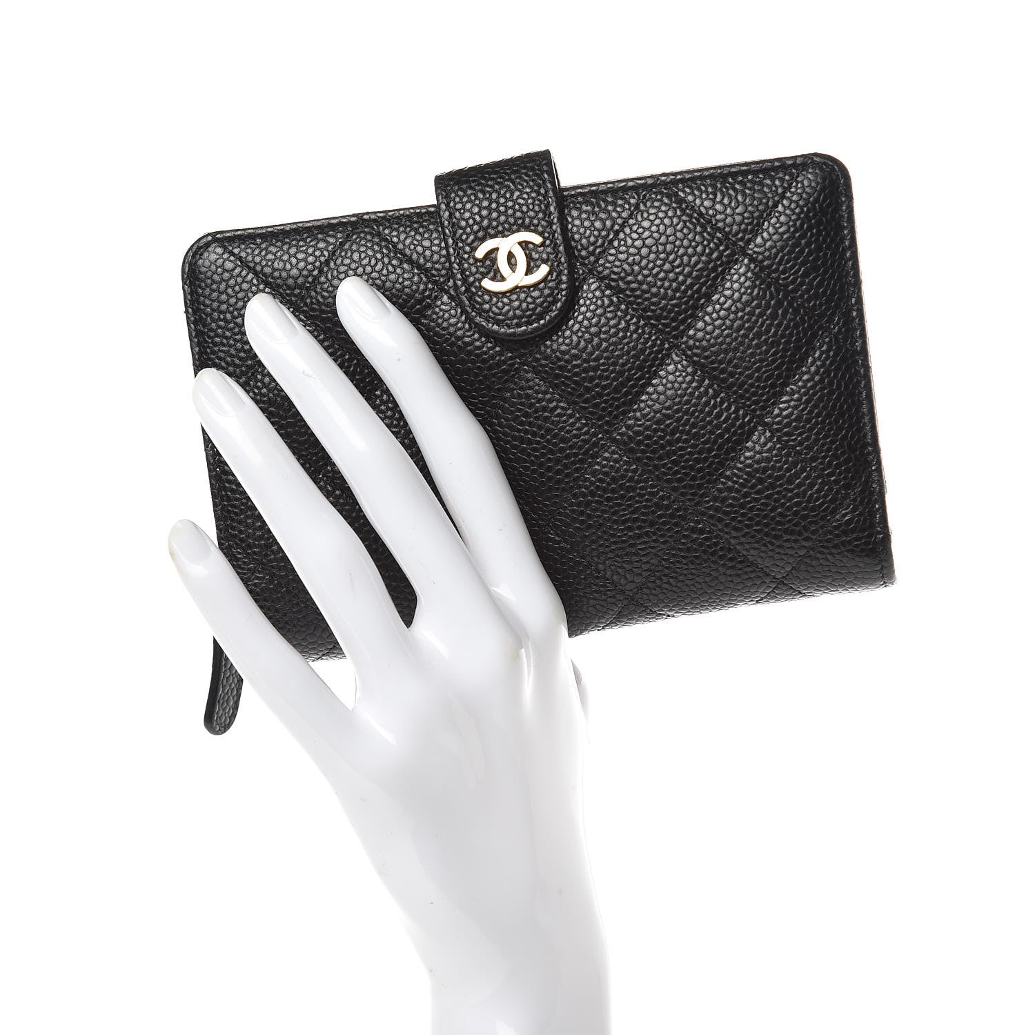 Chanel Caviar Quilted Zipped Pocket Wallet Black 2 of 9