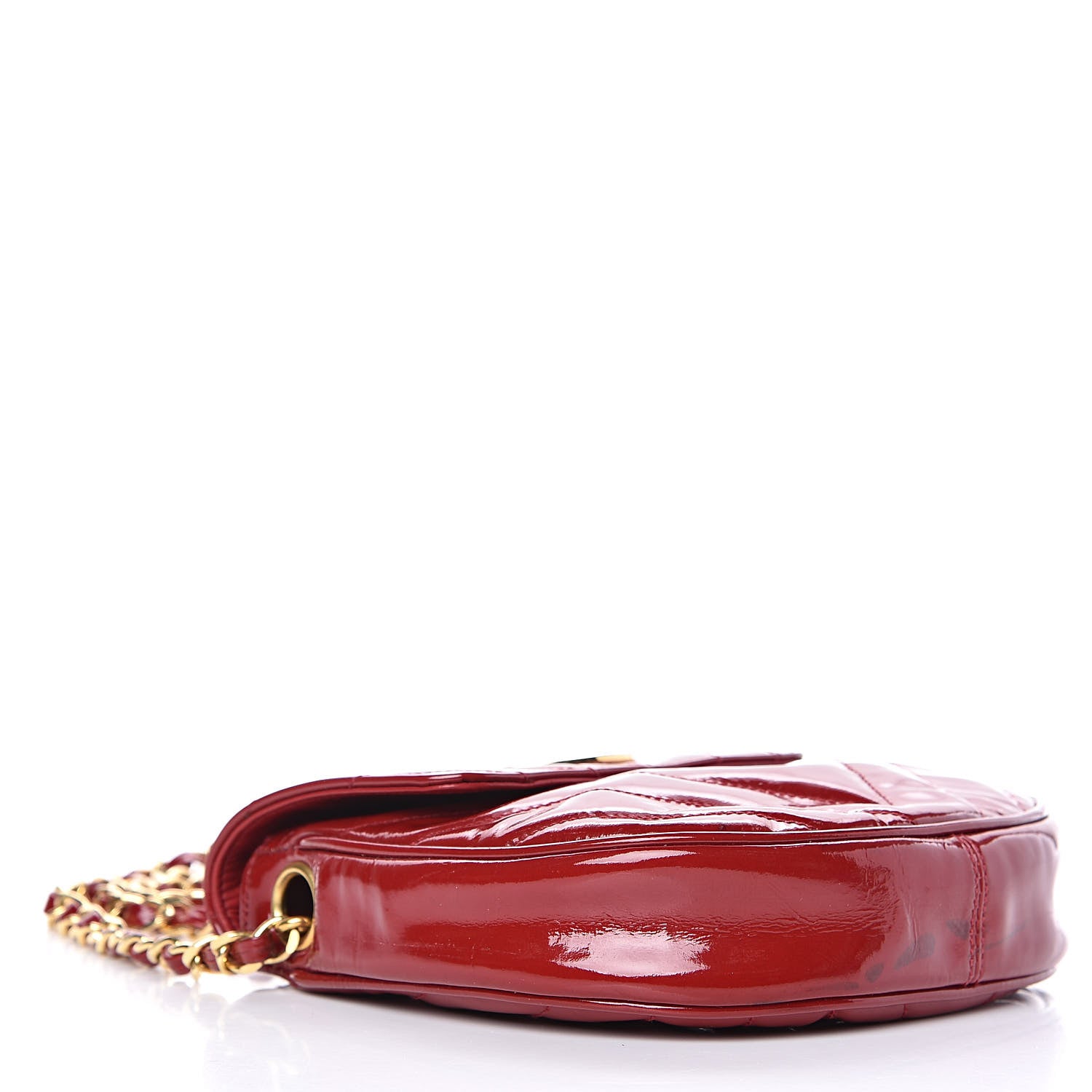 Chanel Patent Quilted Chevron Mini Flap Bag Red 4 of 15