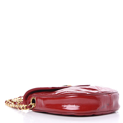 Chanel Patent Quilted Chevron Mini Flap Bag Red 4 of 15