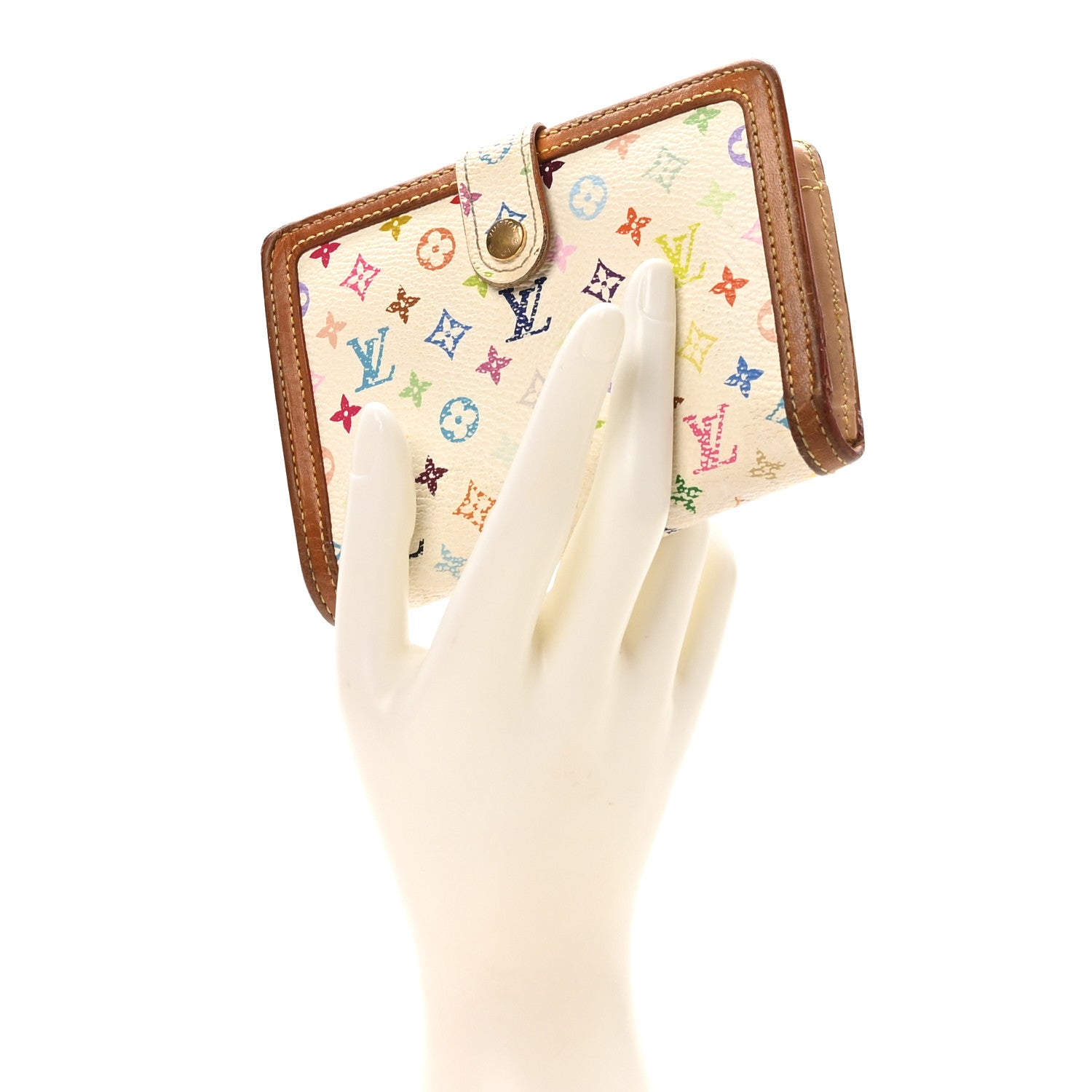 Louis Vuitton Monogram Multicolor French Purse Wallet White 2 of 9