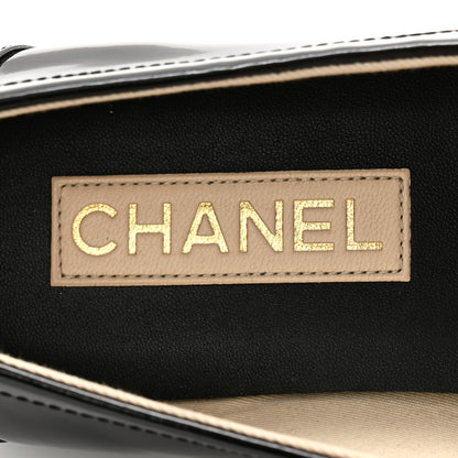 Chanel Patent CC Mocassin Loafers 39.5 Black 6 of 11