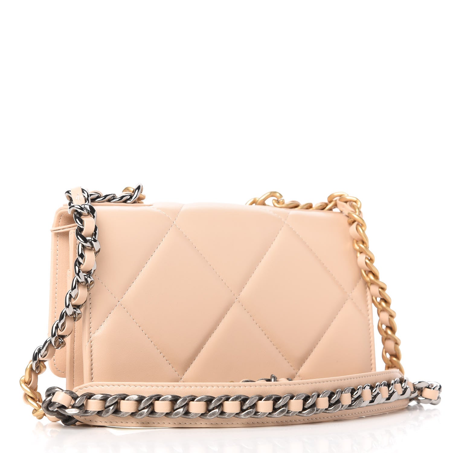 Chanel Lambskin Quilted Chanel 19 Wallet On Chain WOC Beige 3 of 11