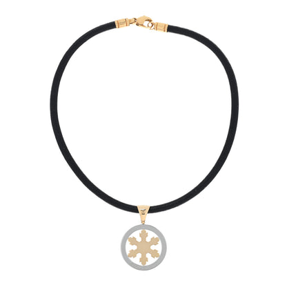 Bulgari Stainless Steel 18K Yellow Gold Tondo Snowflake Pendant Necklace 2 of 4