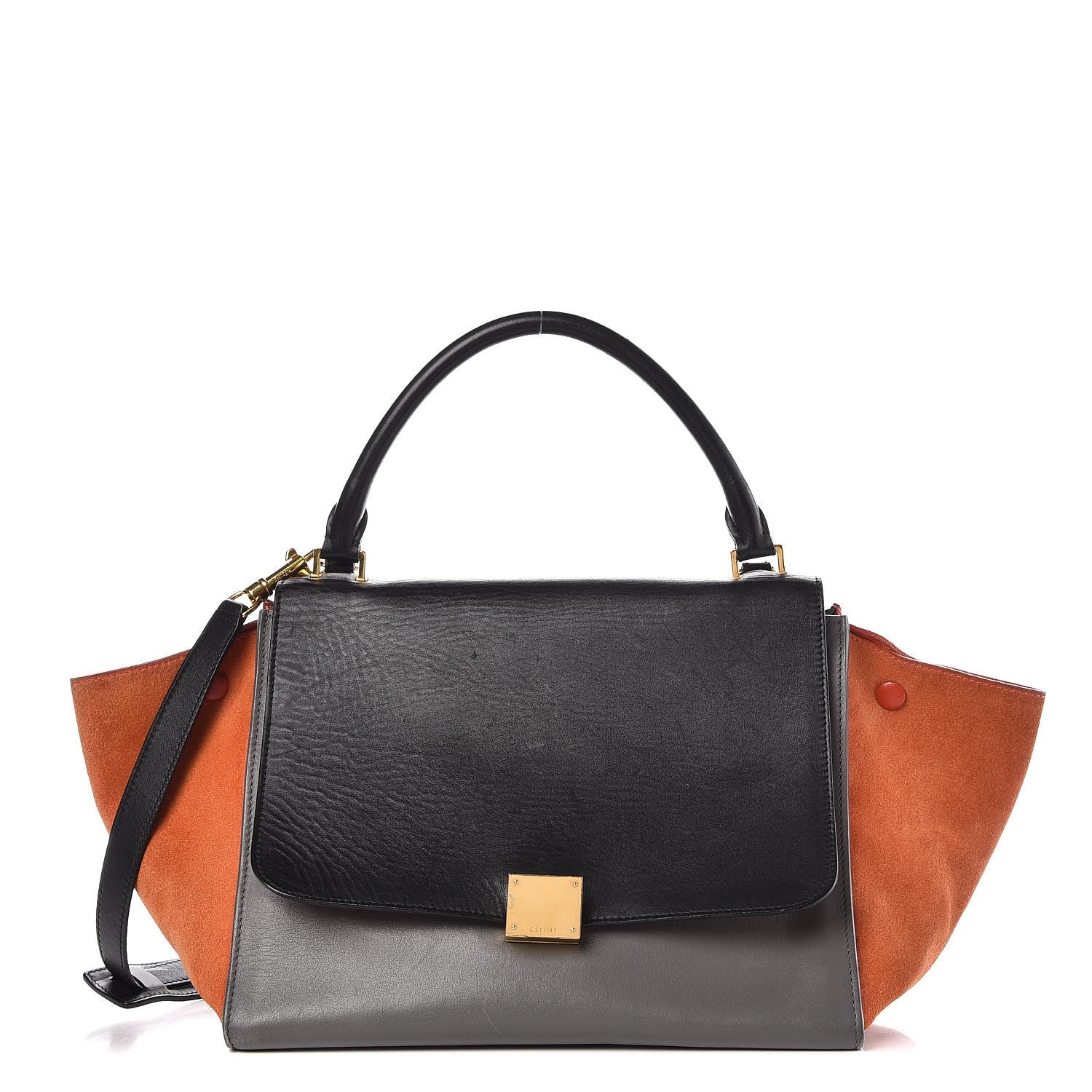 Celine Smooth Calfskin Suede Medium Tri-Color Trapeze Flamingo 1 of 23