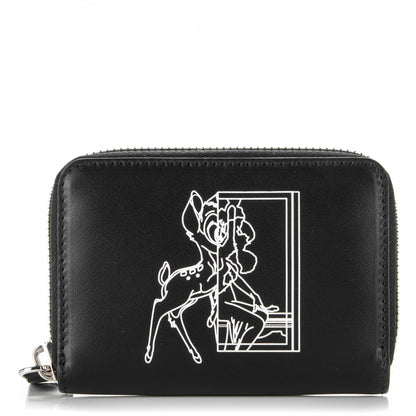 Givenchy Calfskin Iconic Bambi Print Mini Zip Wallet Black White 1 of 7
