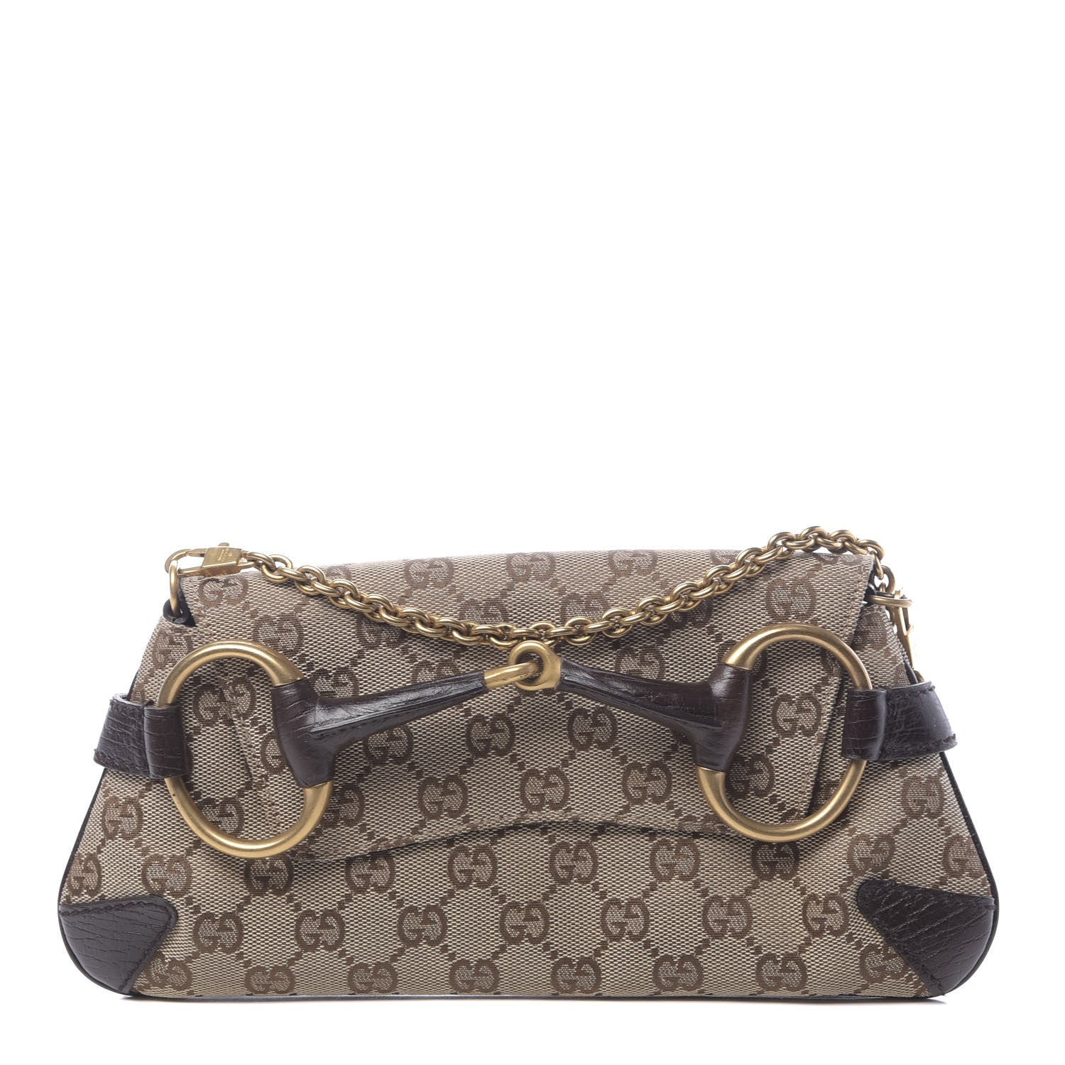 Gucci Monogram Horsebit Clutch Dark Brown 1 of 10