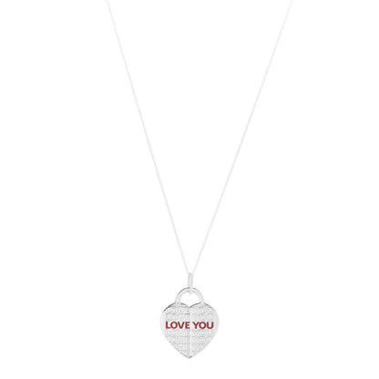 Tiffany Sterling Silver Enamel LOVE YOU Heart Tag Pendant Necklace Red 1 of 7