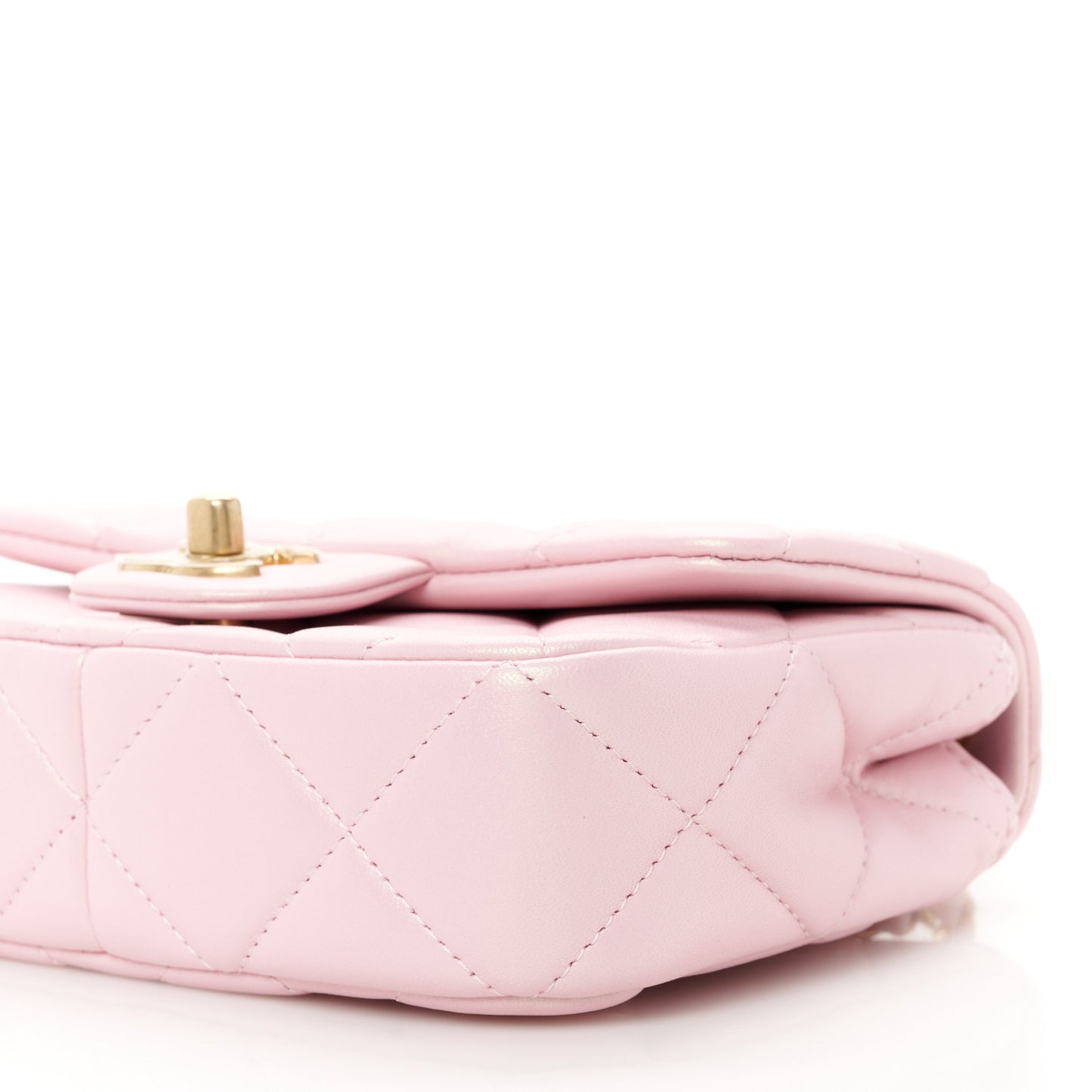 Pearly Lambskin Pearl Quilted Mini Flap Pink